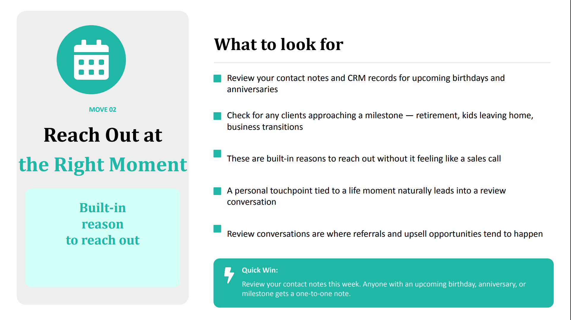 Did You Know - What to Look For Reach Out at the Right Moment Slide