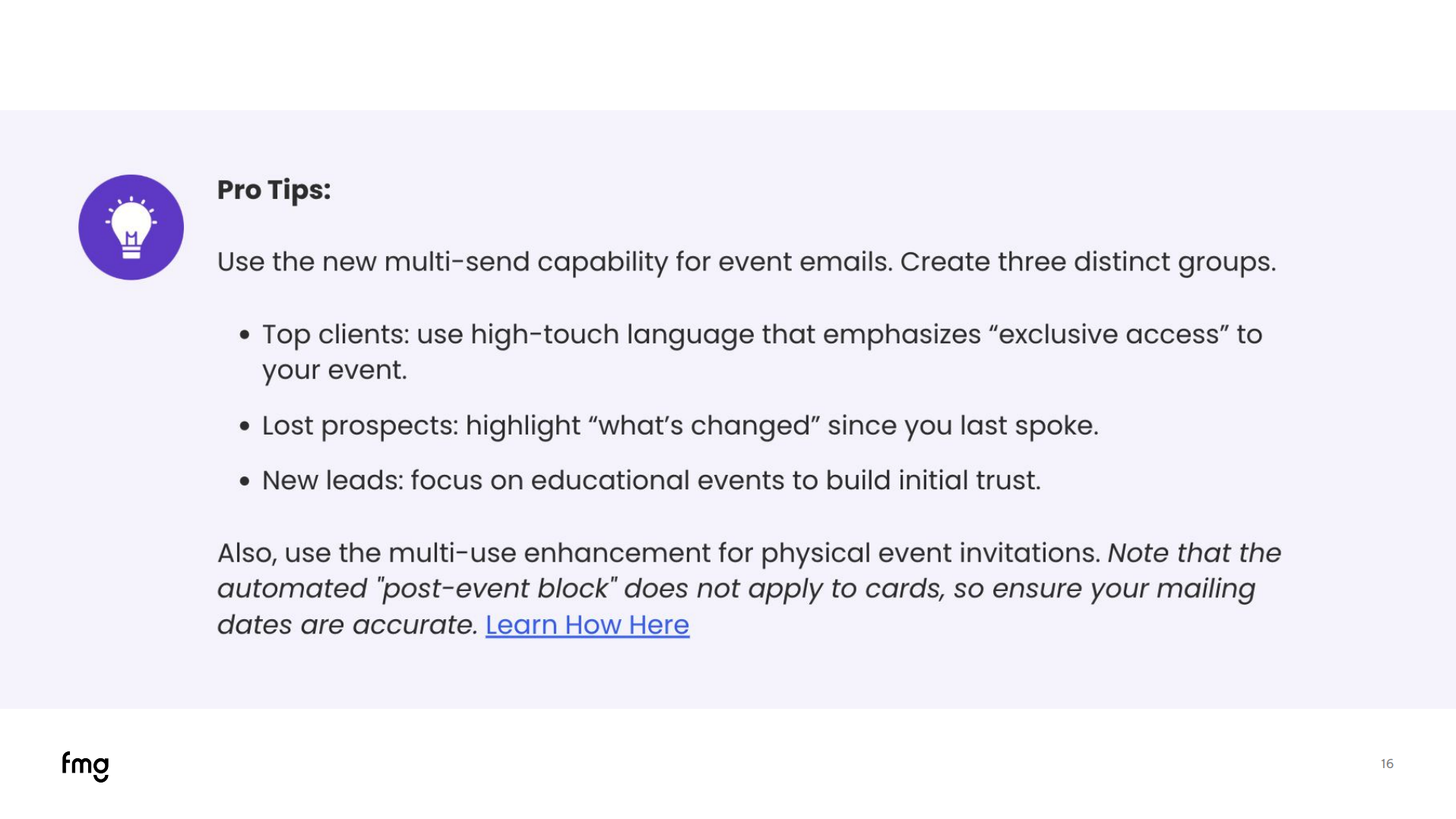 Did You Know - Pro Tips for Events Slide